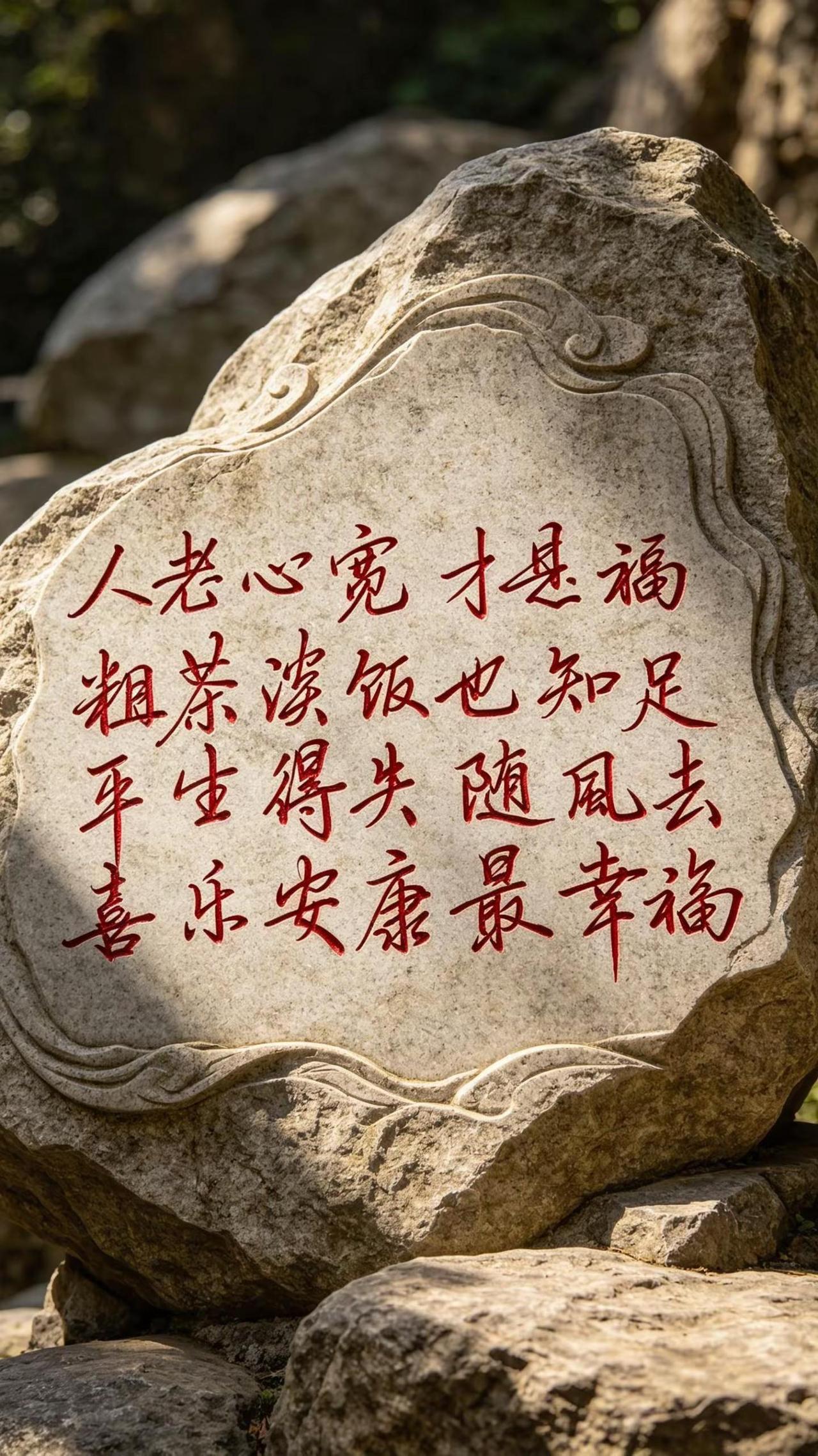 AI石雕红字风 ai创作 人间清醒语录 暖心治愈短句 写字是一种生活