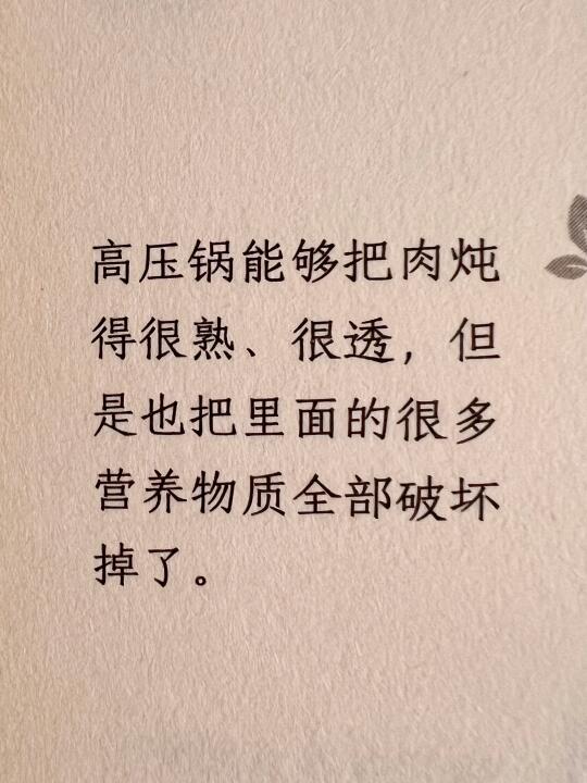 高压锅炖肉营养物质破坏了