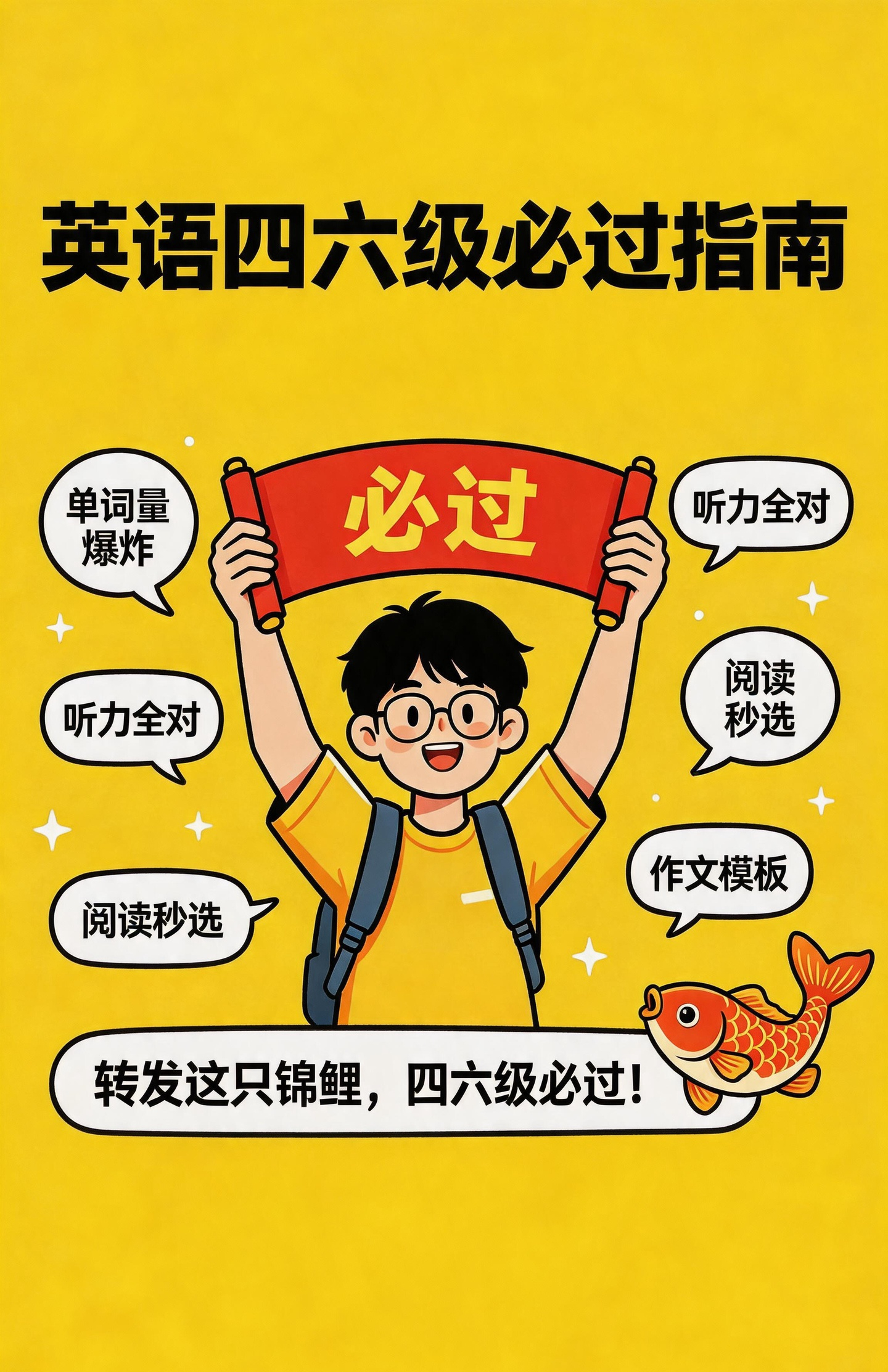 英语四六级考试必过指南：转发锦鲤，四六级必过！大学生喜爱内容共创计划毕业季