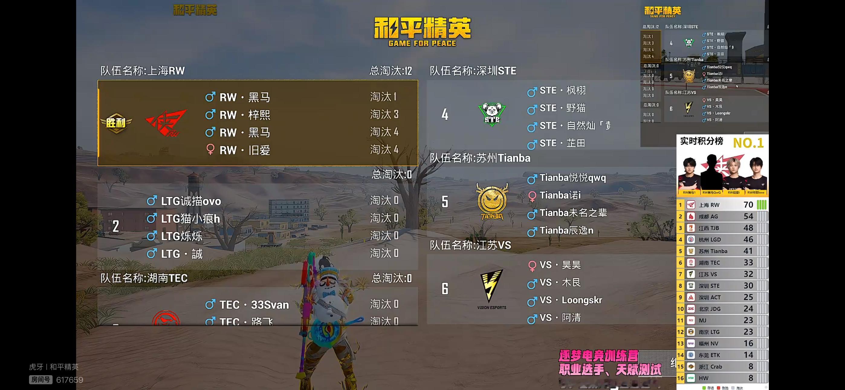 0623晚间训练赛第五局，上海RW以12个总淘汰拿下胜利。RW·旧爱、RW·梓熙