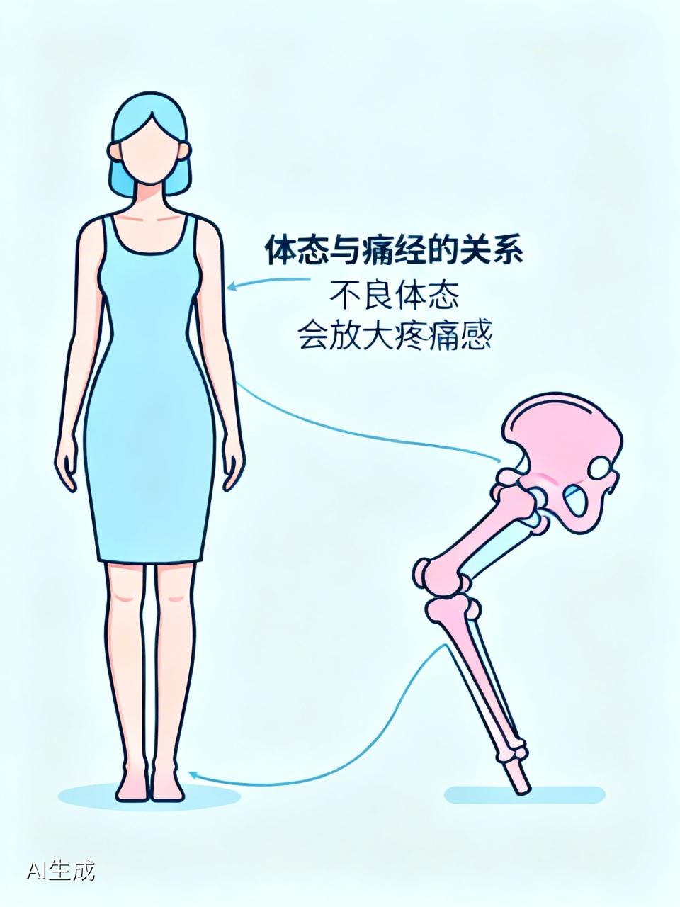 原来痛经真的和体态有关系
 
很多女生痛经只归咎于宫寒、体质，却忽略了日常体态这