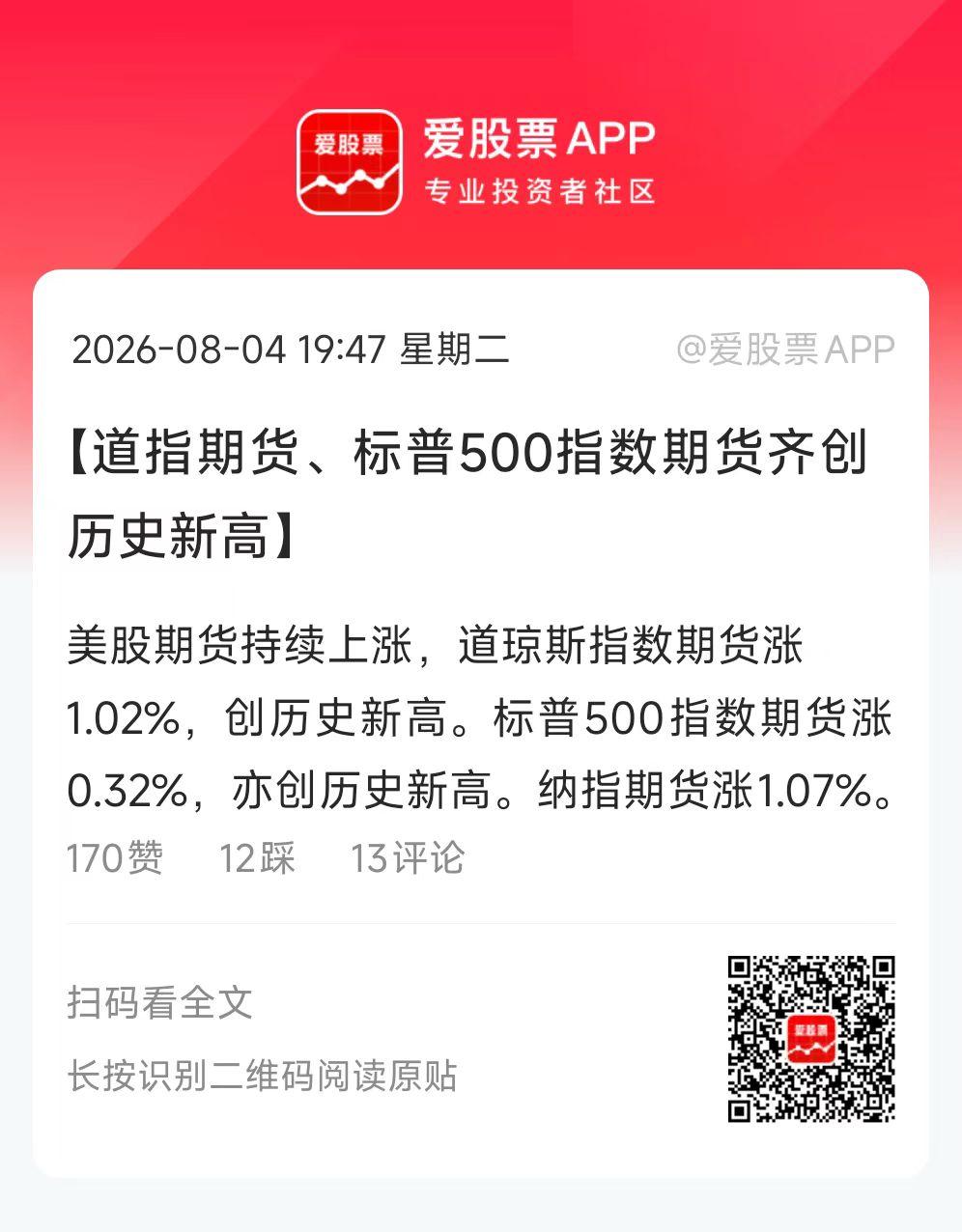 美股盘前又逼空大涨，道指、标普500期货齐创历史新高，纳斯达克也离新高不远了！