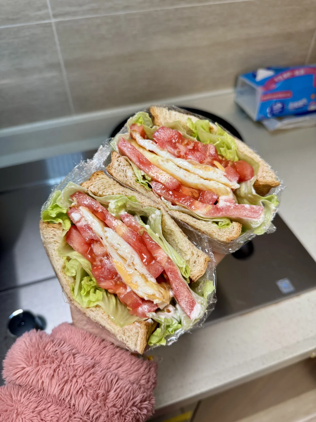 早餐｜自己做的减脂鸡蛋三明治🥪✨