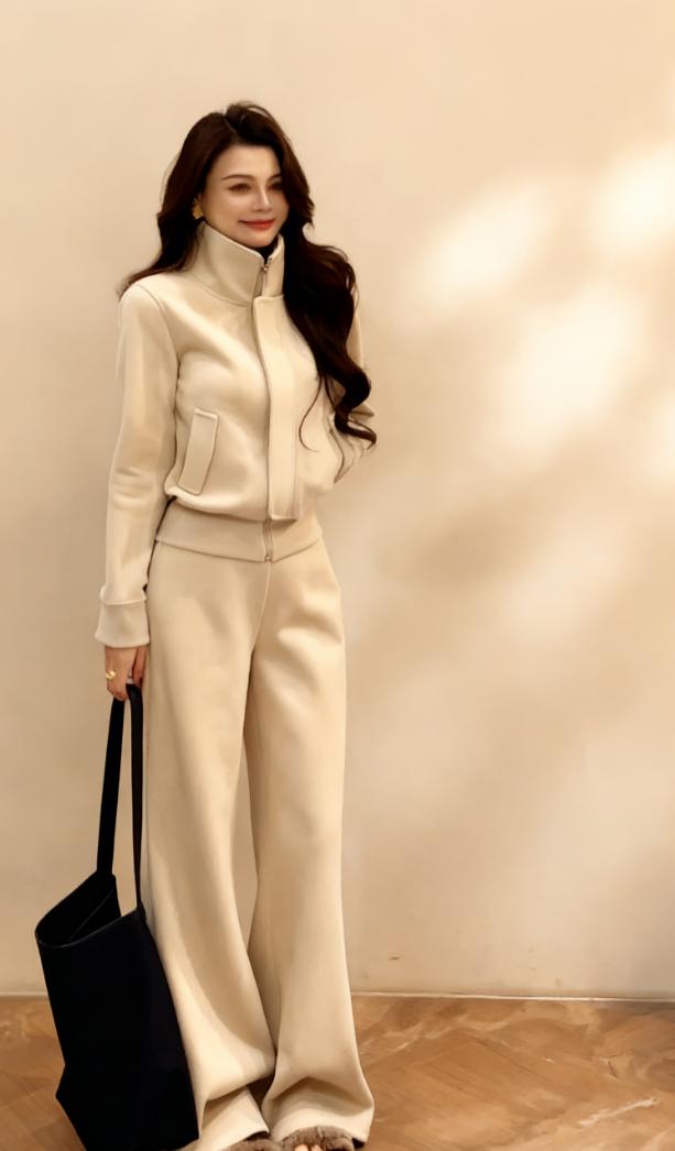 时尚拉链长袖立领卫衣