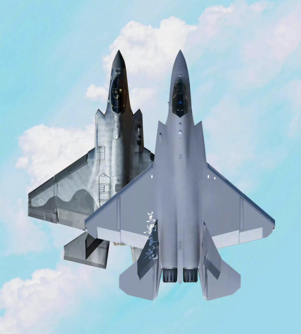 舰载隐形战斗机J-35和F-35C的对比图