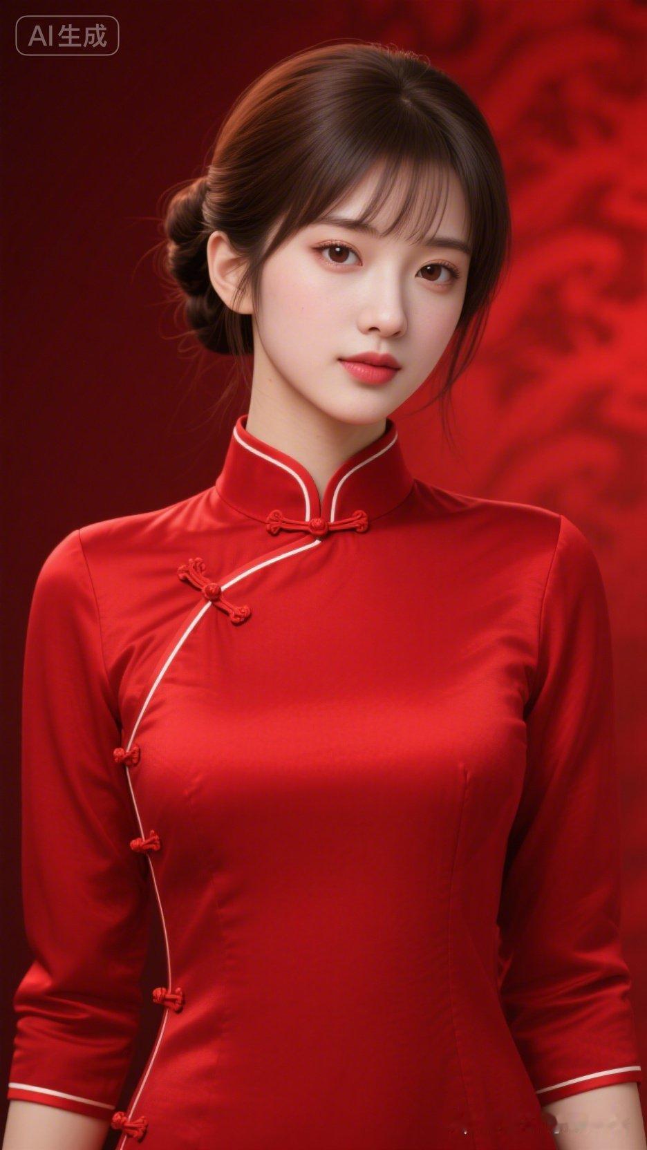 红衣美人，气质优雅，韵味十足！
