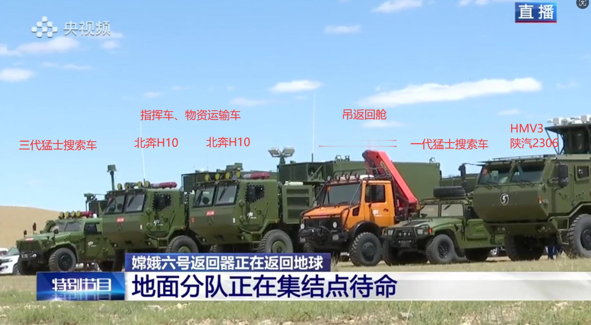 虽然不懂车但还是可以标一下，这次没有航天员返回，所以那三辆橙色的MV3的医监医保