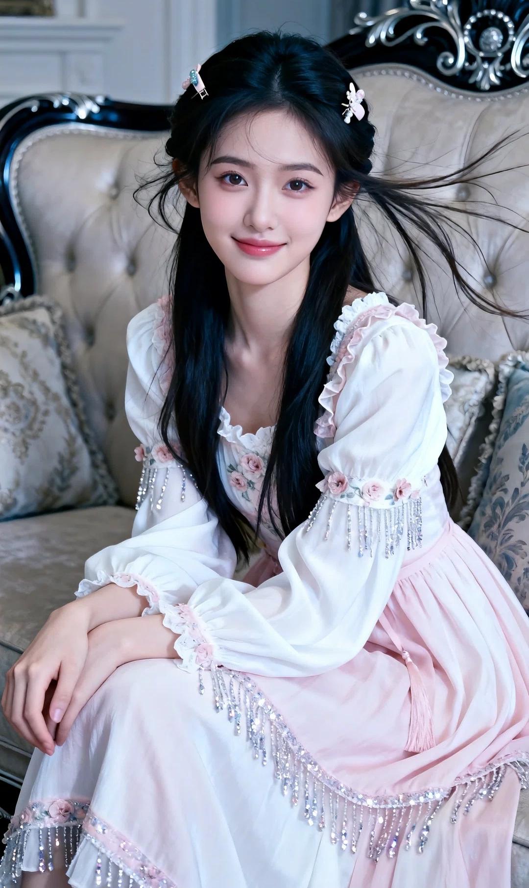 这组照片里的女生，像从童话里走出来的小公主，自带温柔又闪耀的少女感✨
她有着一头