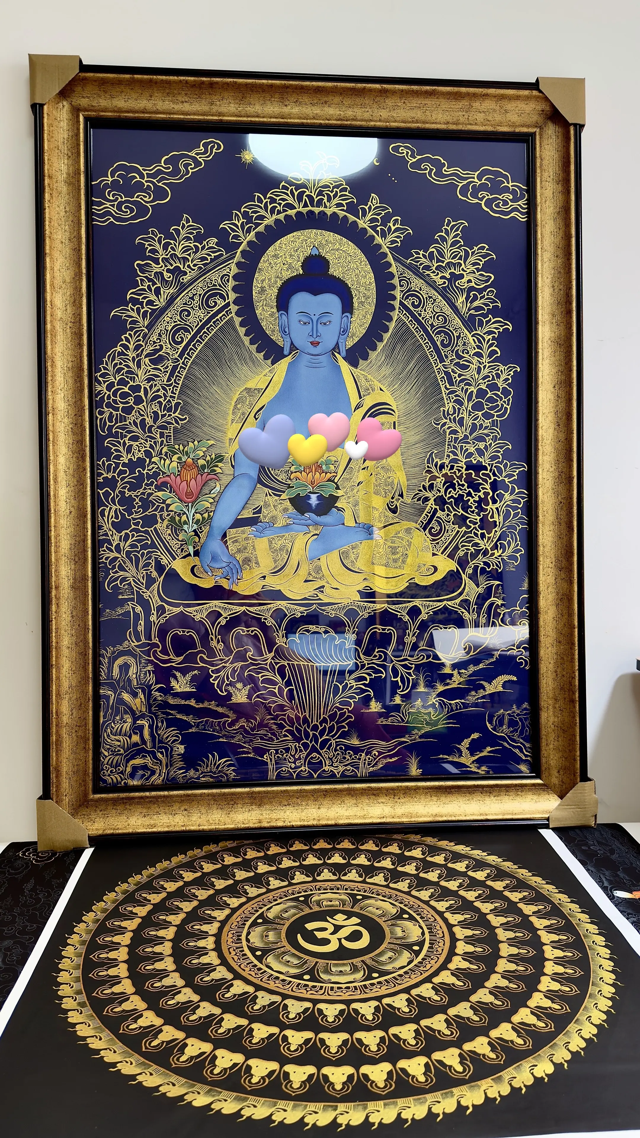 中国非物质文化遗产唐卡 药师佛 描金 成品展示