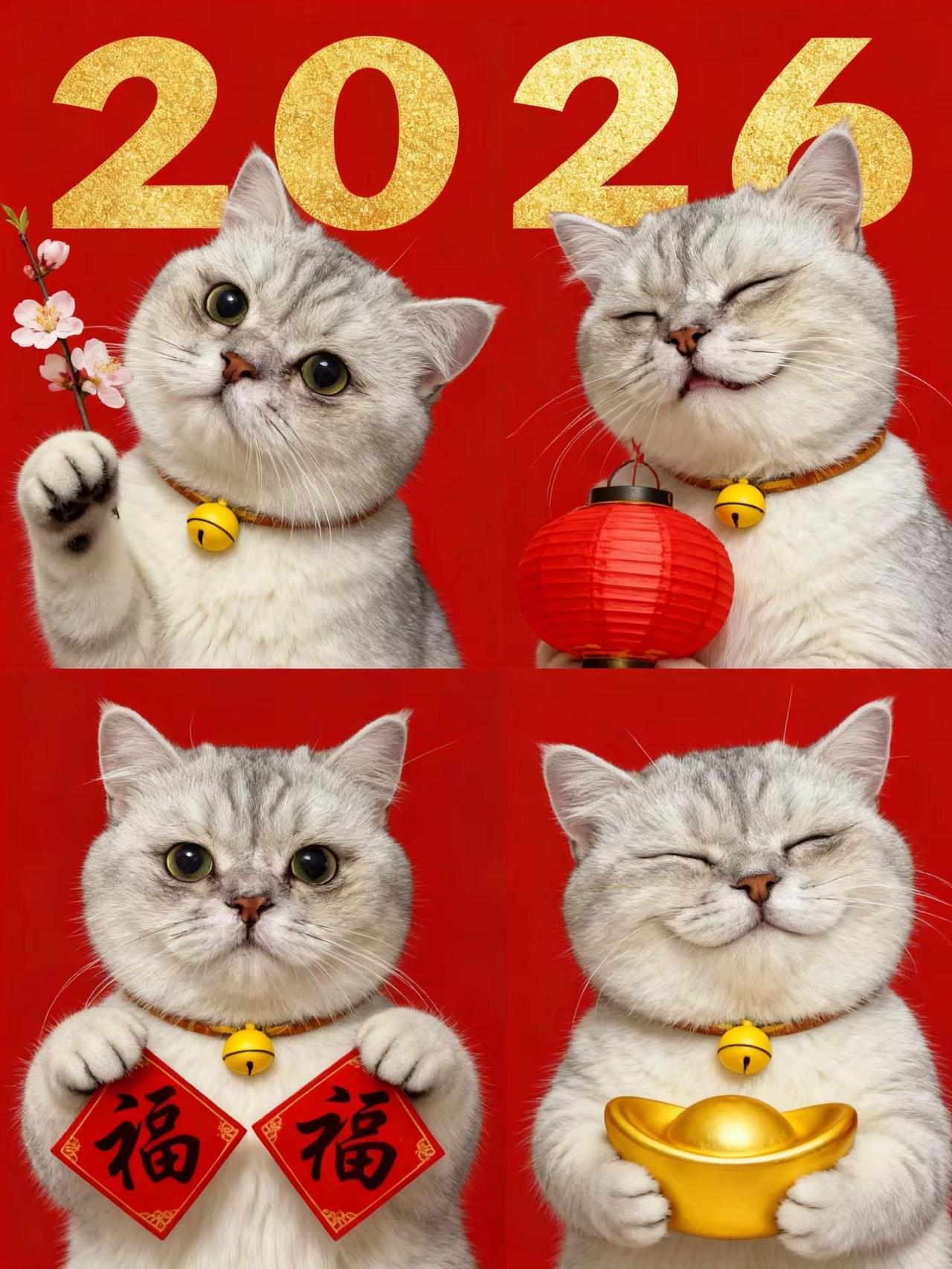 ai新年萌宠贺岁写真 ai创作 银渐层 宠物猫 萌宠出道计划