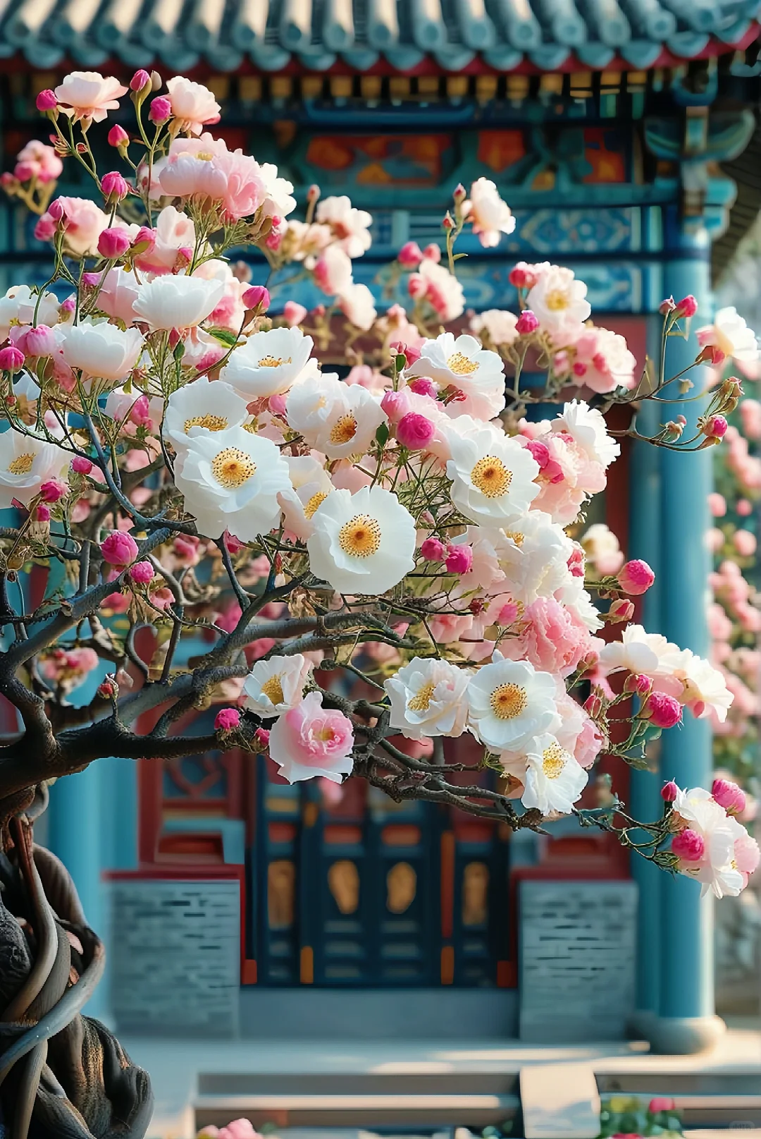古色古香，花开如画