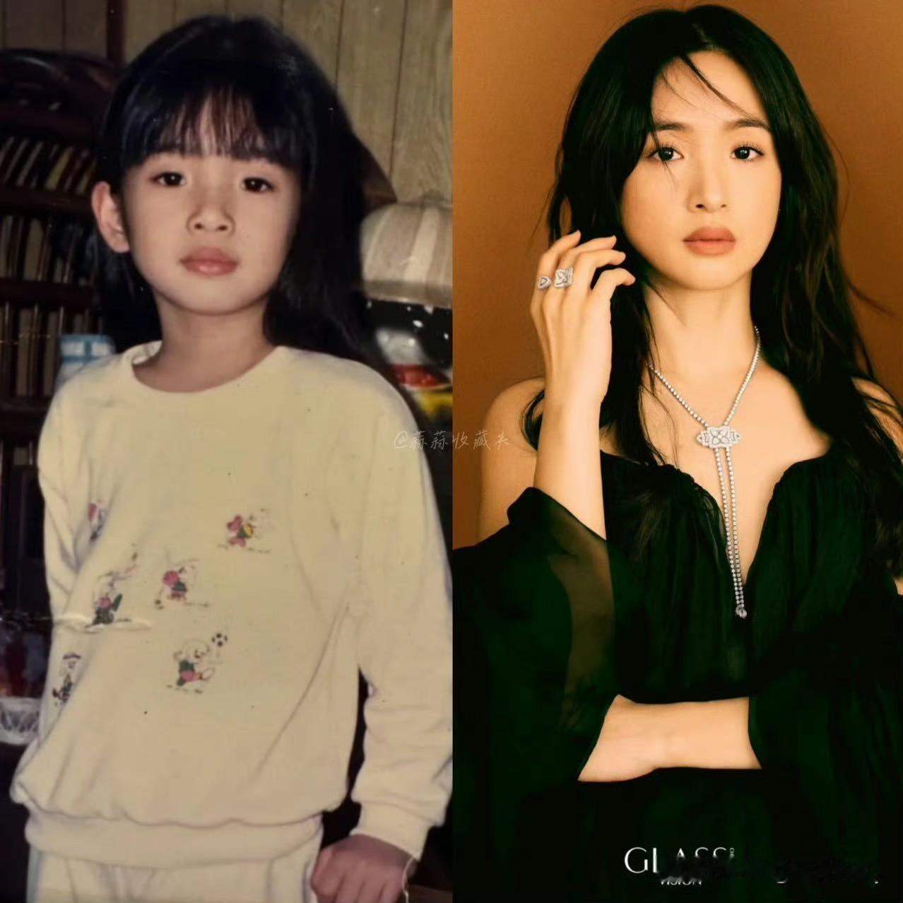 等比例长大的林依晨，大小就长得可爱，厚厚的小嘴巴很有辨识度。