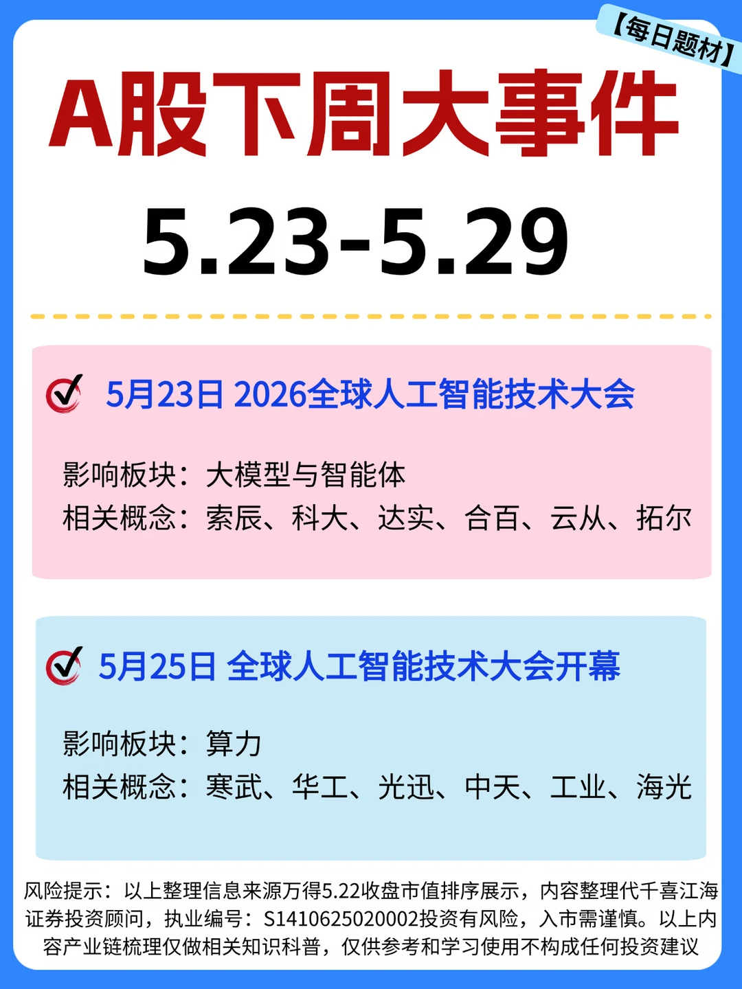 ☀️五月最后一周A股大事件（仅供参考）