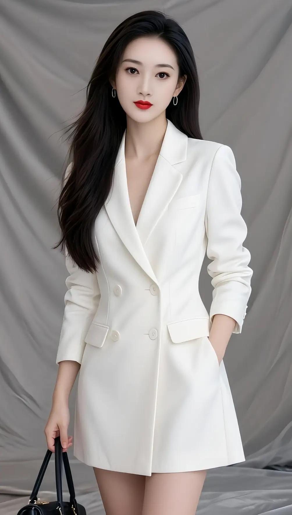 优雅白西装，职场女性范儿十足！💄👠💼