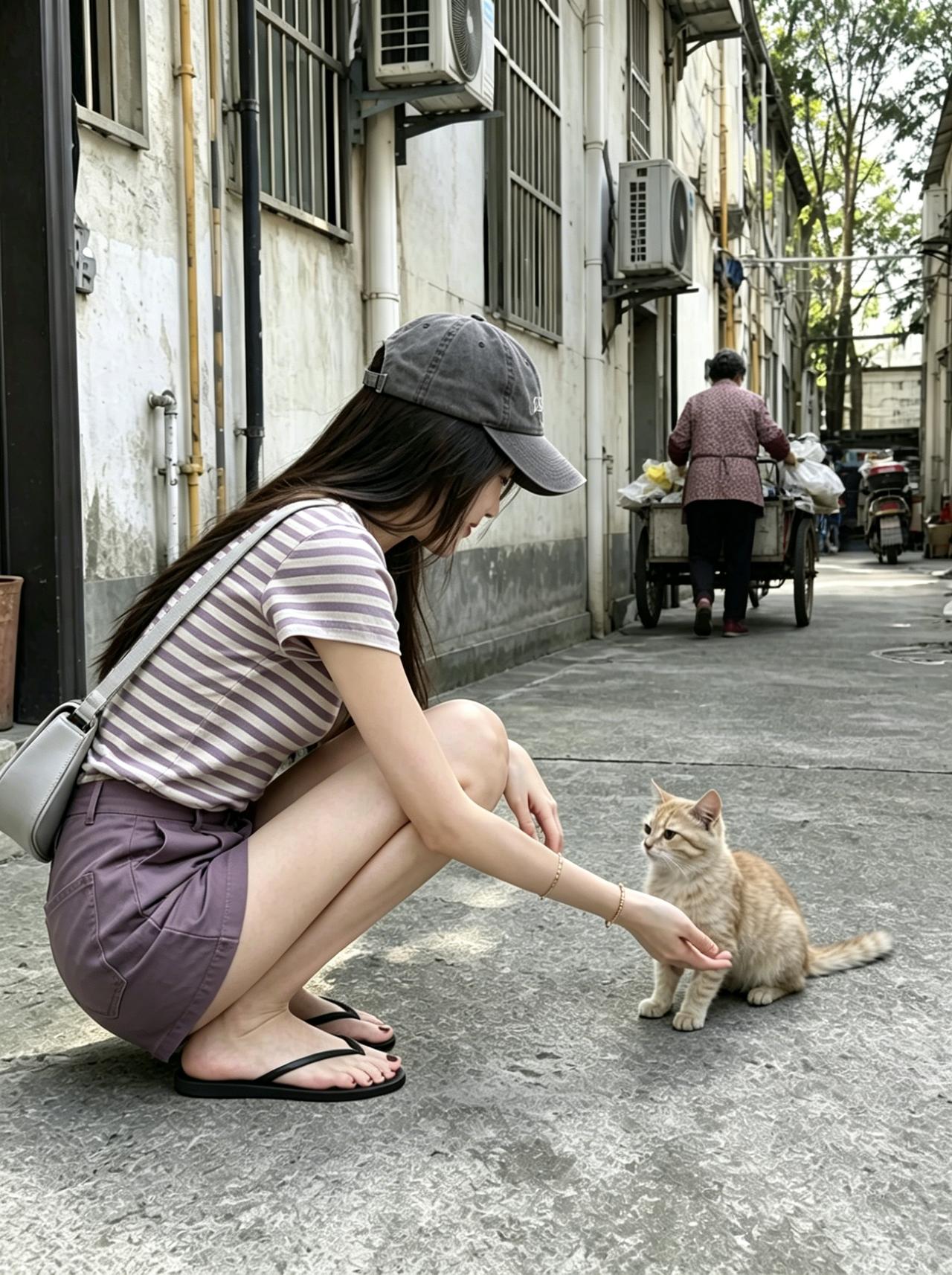 在老街巷里，与猫咪的温馨邂逅