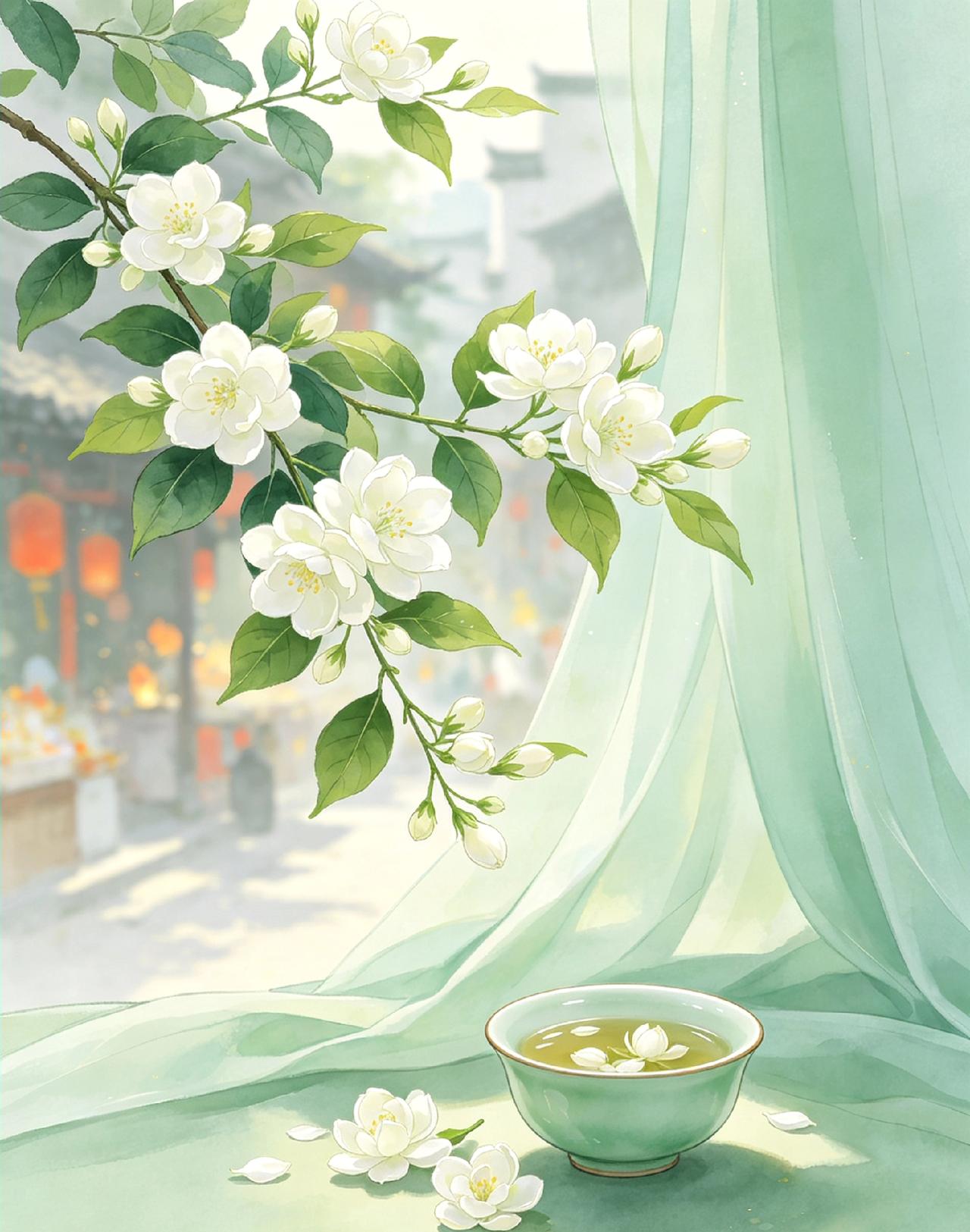茉莉花开，人间第一香
 
浅夏时光，最治愈的莫过于窗前一树茉莉。素白花瓣温润如玉