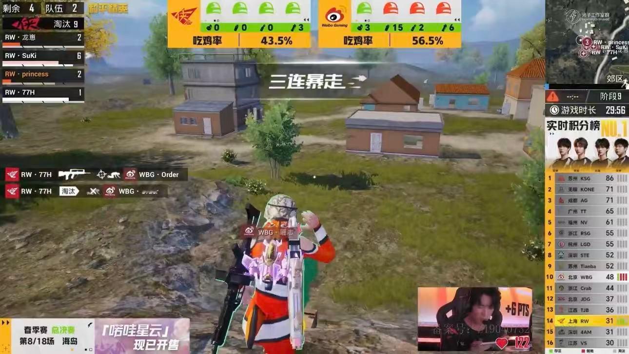 RW三连暴走吃鸡RWSuKi联赛2400淘汰个人荣誉与团队胜利双向奔赴，SuKi