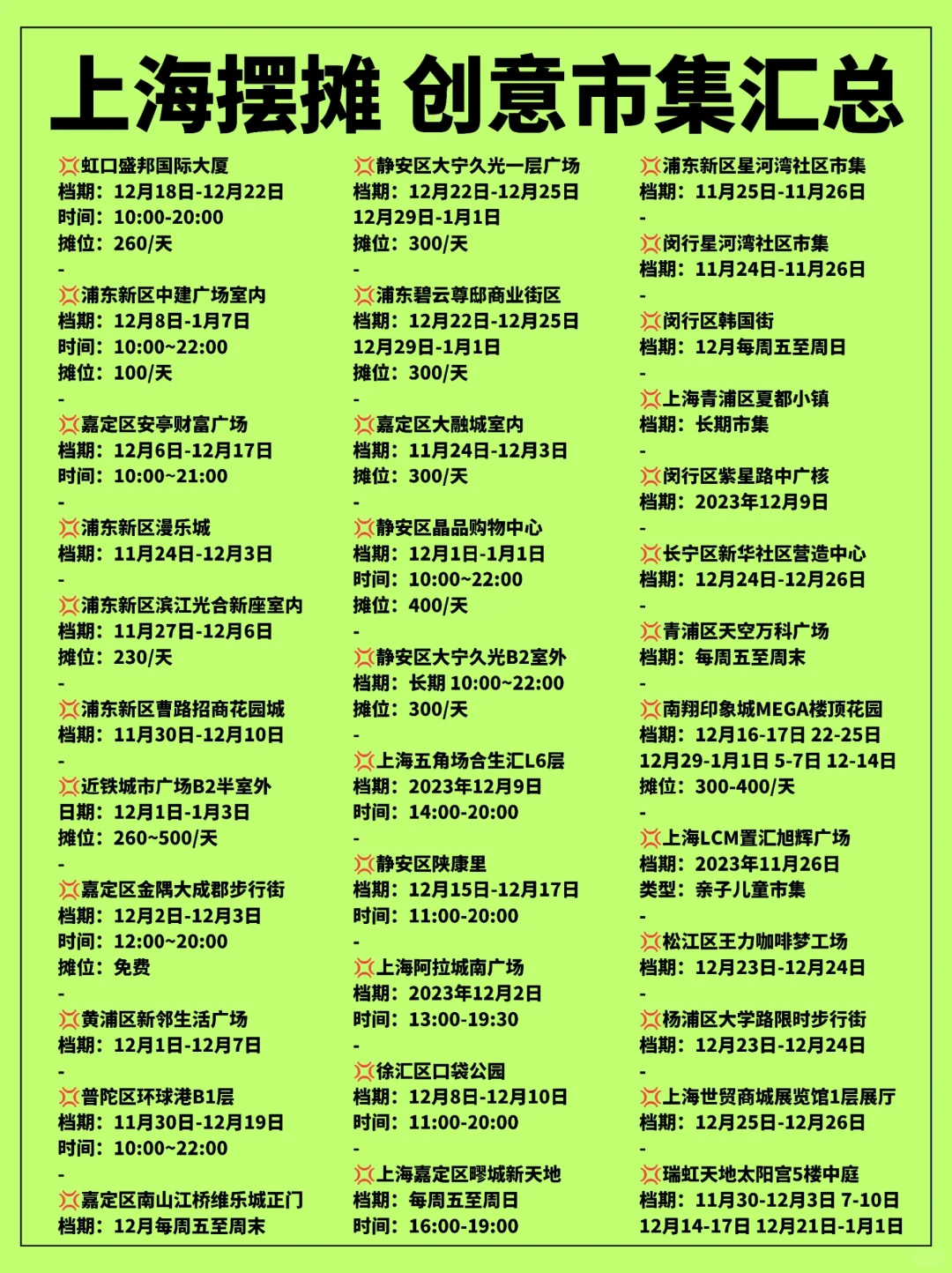 更新啦✨上海最新最全市集❗️摆摊不容错过