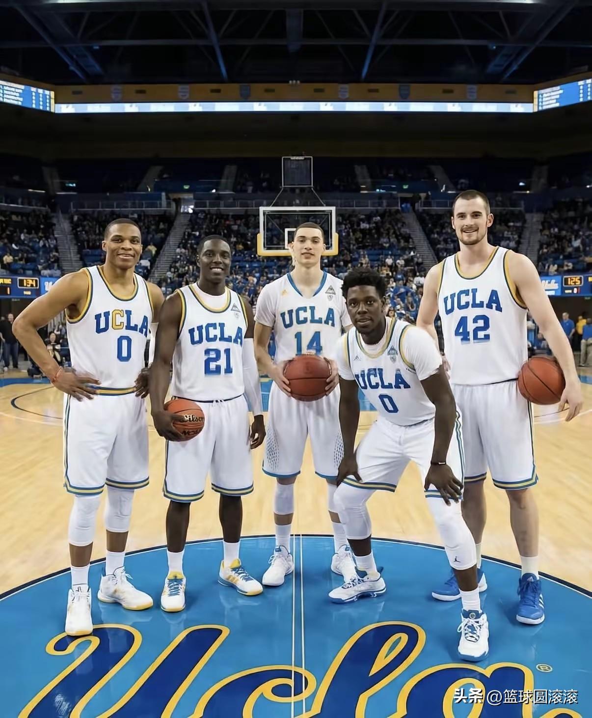 第一眼看到这张图，我差点信了！威少、科里森、拉文、霍勒迪、乐福，五个身穿UCLA