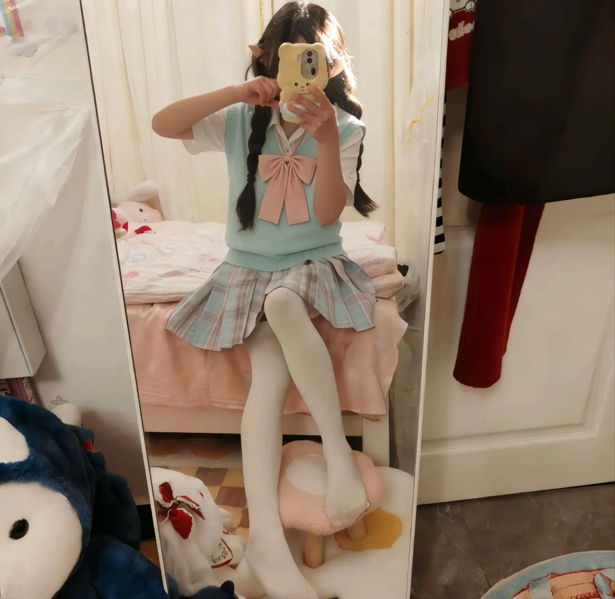 甜妹  JK JK制服 OOTD 毛绒玩具