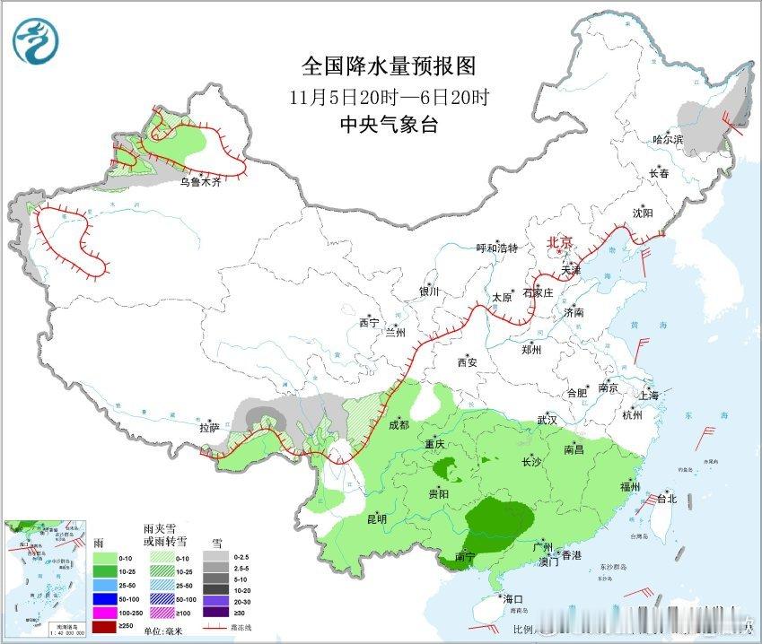 【降水】昨晚到今天，西藏一带因为高空槽+孟湾风暴残涡影响，出现大范围雨雪。聂拉木