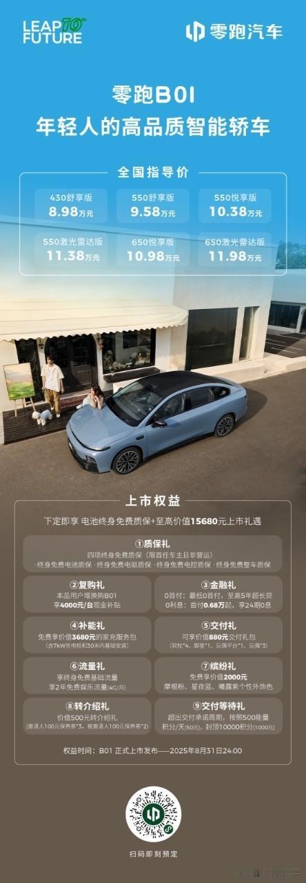 正式上市！ 
全国指导价8.98万元起
九项权益至高价值15680元礼遇
价格一