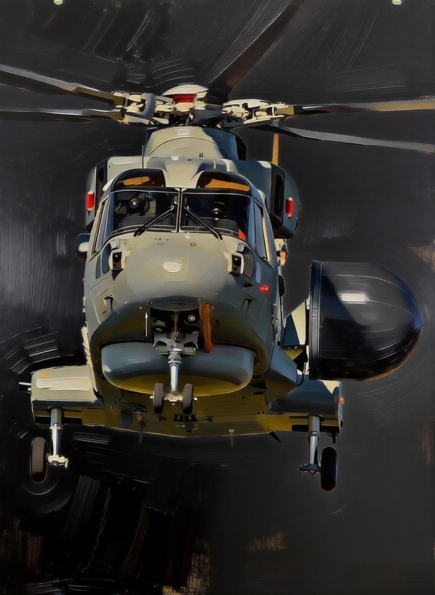 直升机带了口大笨钟。
图中腐国梅林HM Mk2反潜直升机所配备的预警雷达系统外号