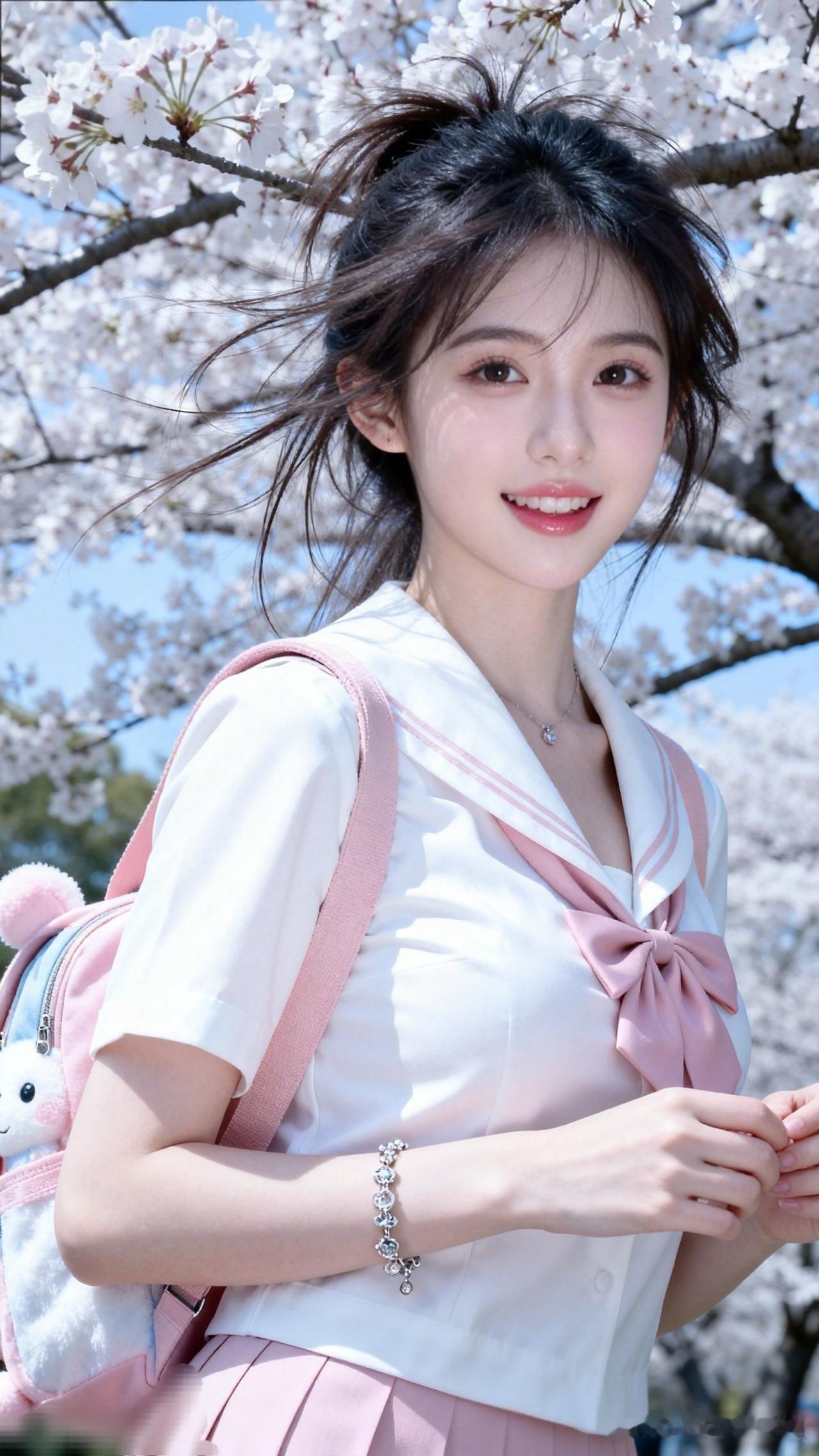 春光满面，少女微笑，青春洋溢！🌸😊