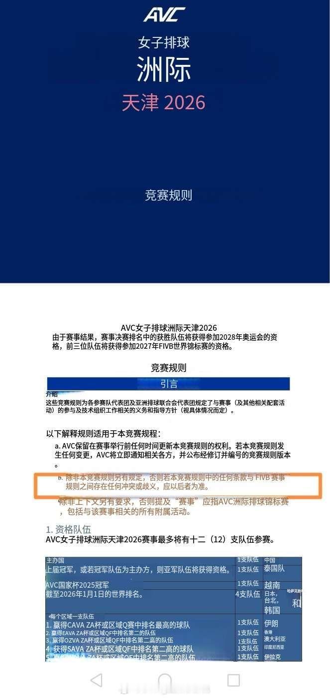 亚锦赛竞赛规则中，有这么一句话，“如果跟国际排联规则冲突，则遵循国际排联规则”。