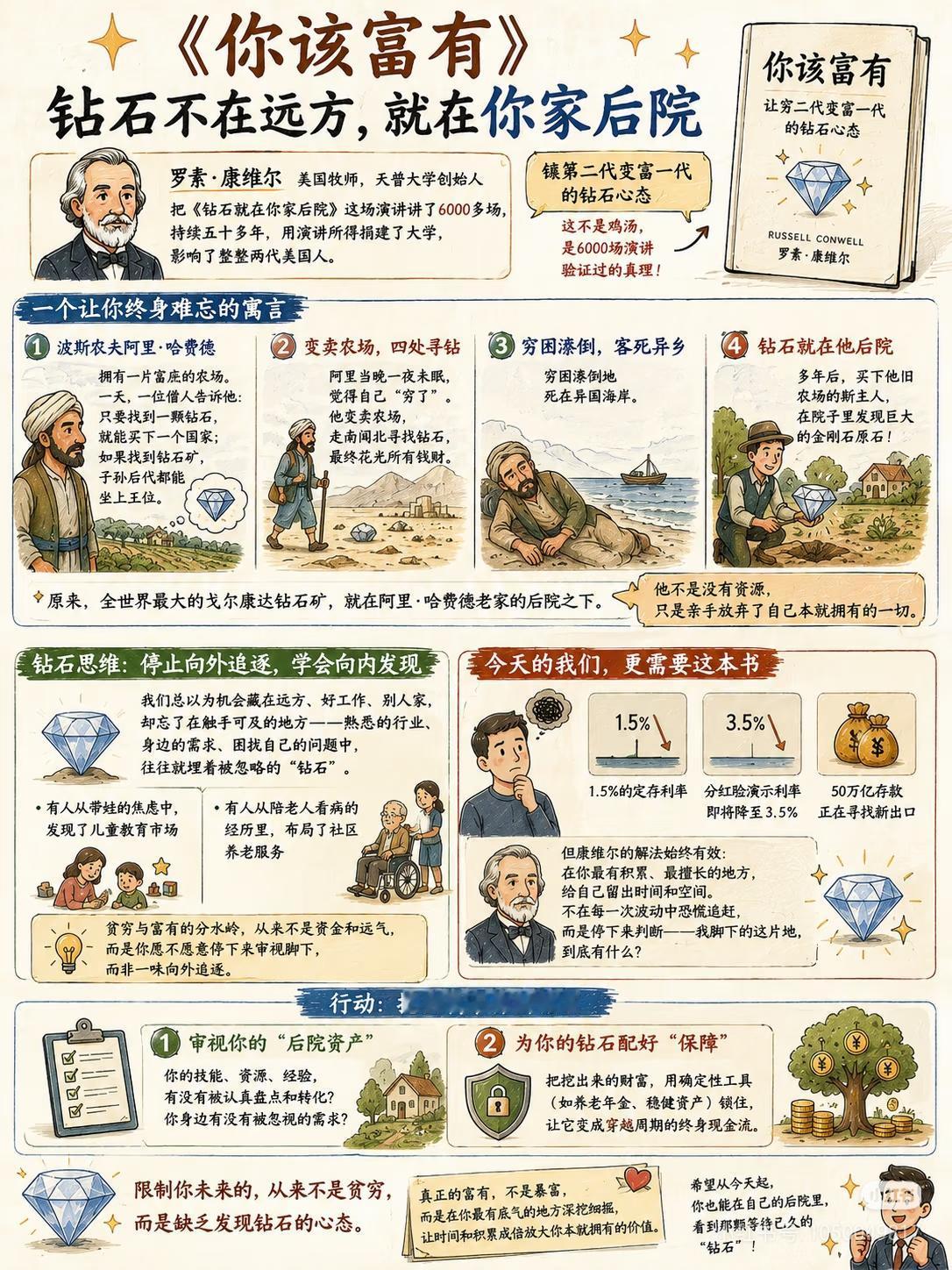 99%的人穷，都是舍近求远
 
罗素·康维尔写过一本改变两代美国人的书《你该富有