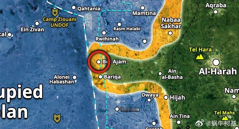🇮🇱 以色列军队已经占领了库奈特拉省的贝尔阿贾姆村。最近，占领军加强了对叙利