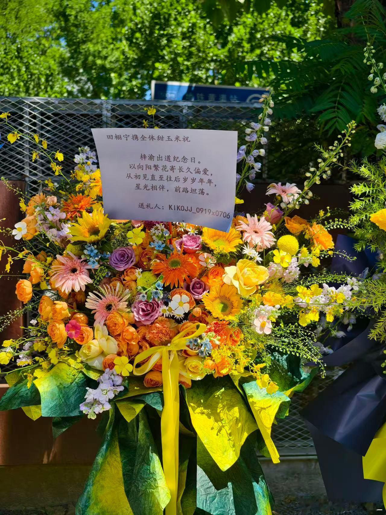 梓渝出道五周年应援花束爸爸妈妈甜玉米爱你们老妈出道快乐