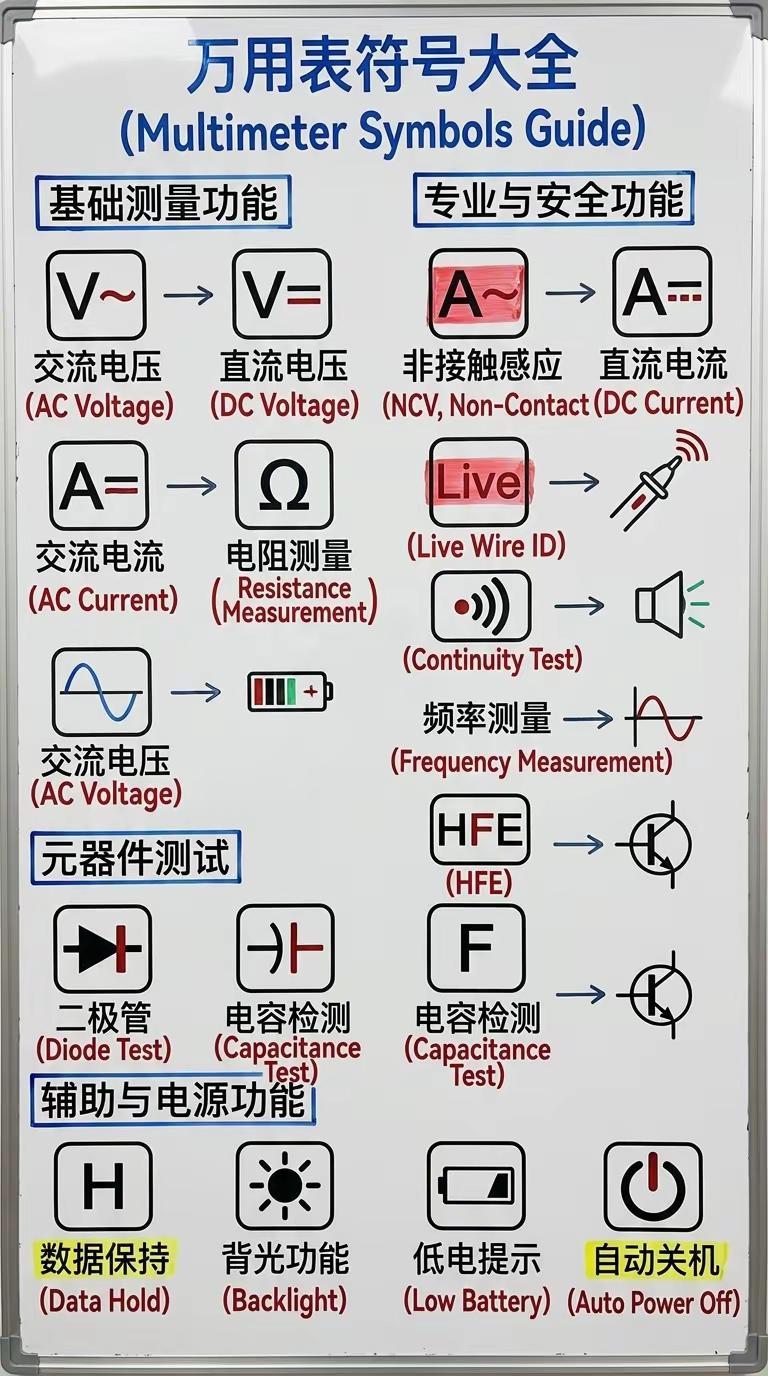 万用表上的符号代表什么意思。