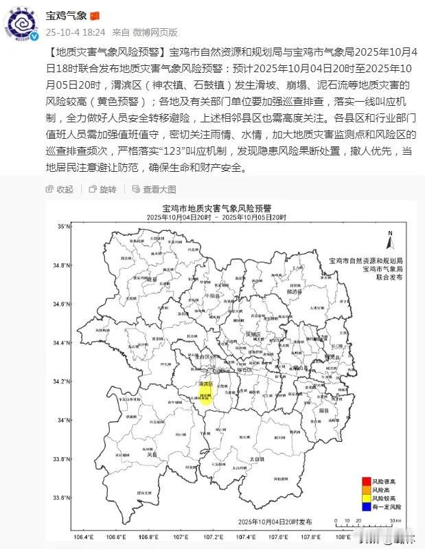 宝鸡气象：地质灾害气象风险预警
