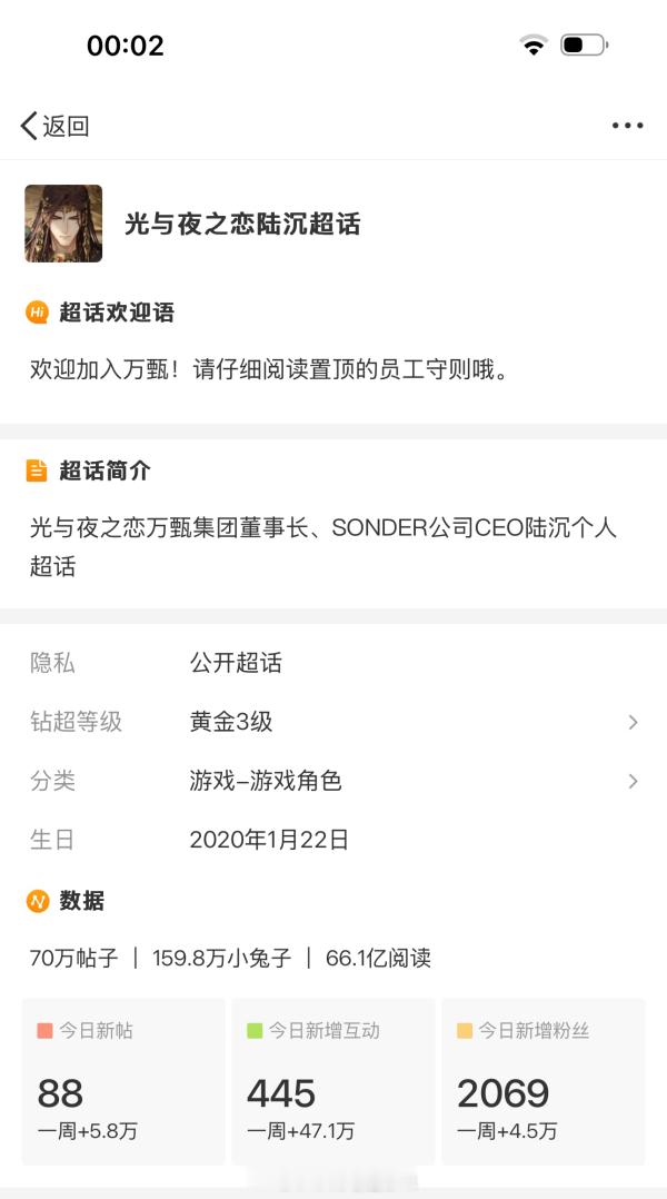 tg 如何评价陆沉超话两分钟涨了2000粉？好有实力啊 ​​​