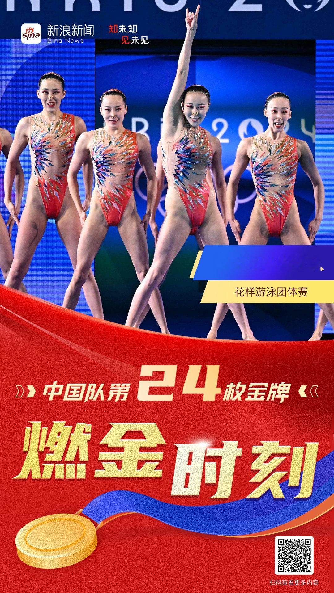#中国花游奥运首金#北京时间8月8日，巴黎奥运会花样游泳集体技巧自选比赛结束，中