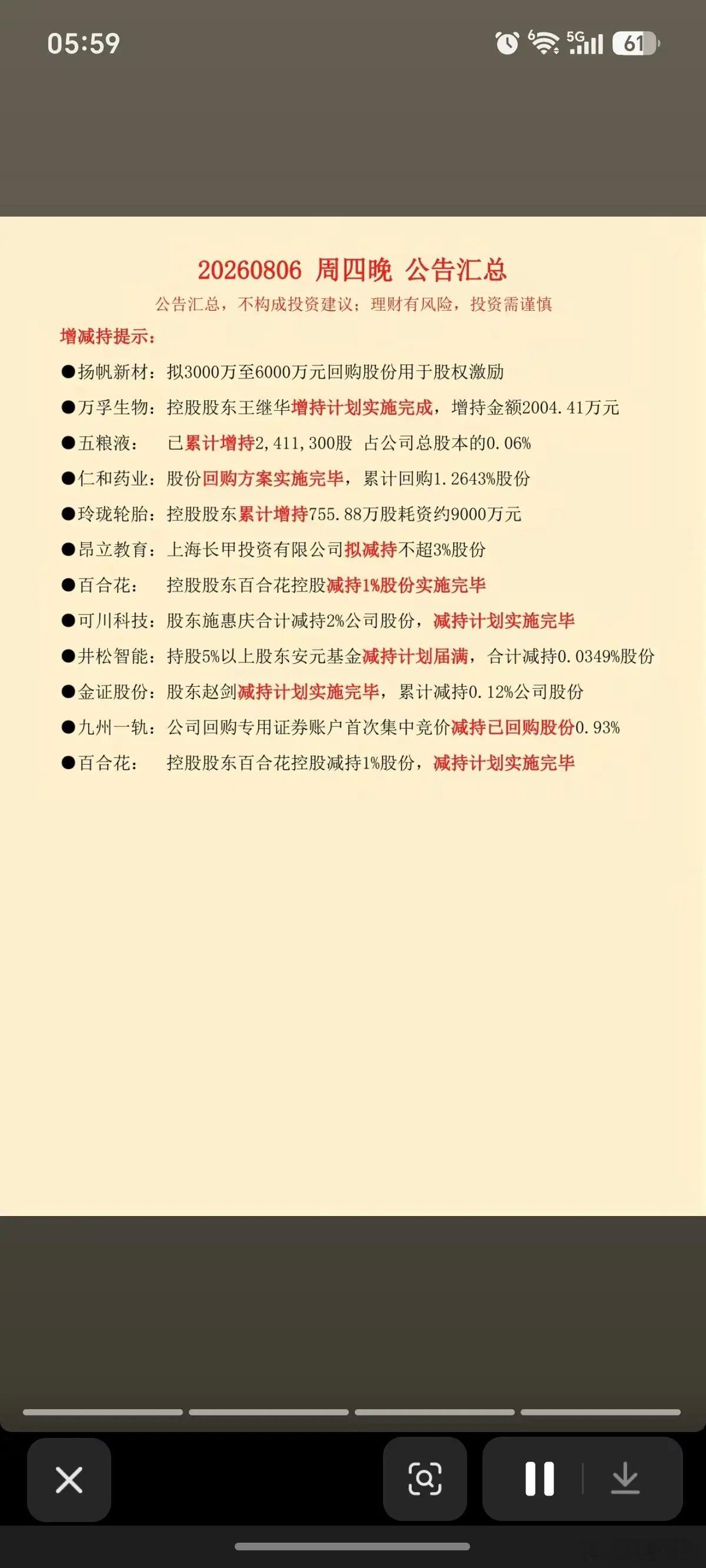 8.07周五  财经热点+公告汇总！1.重大事项公告提示2.财经要闻3.上市公司