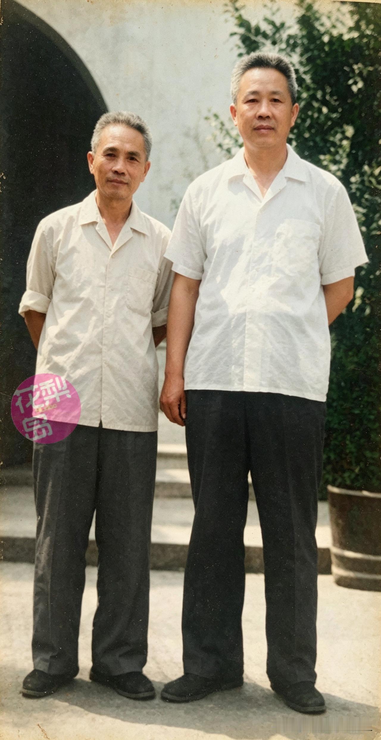这个是琼崖纵队副司令员吴克之，与第五总队政委符哥络的合影。

这张老照片定格了两