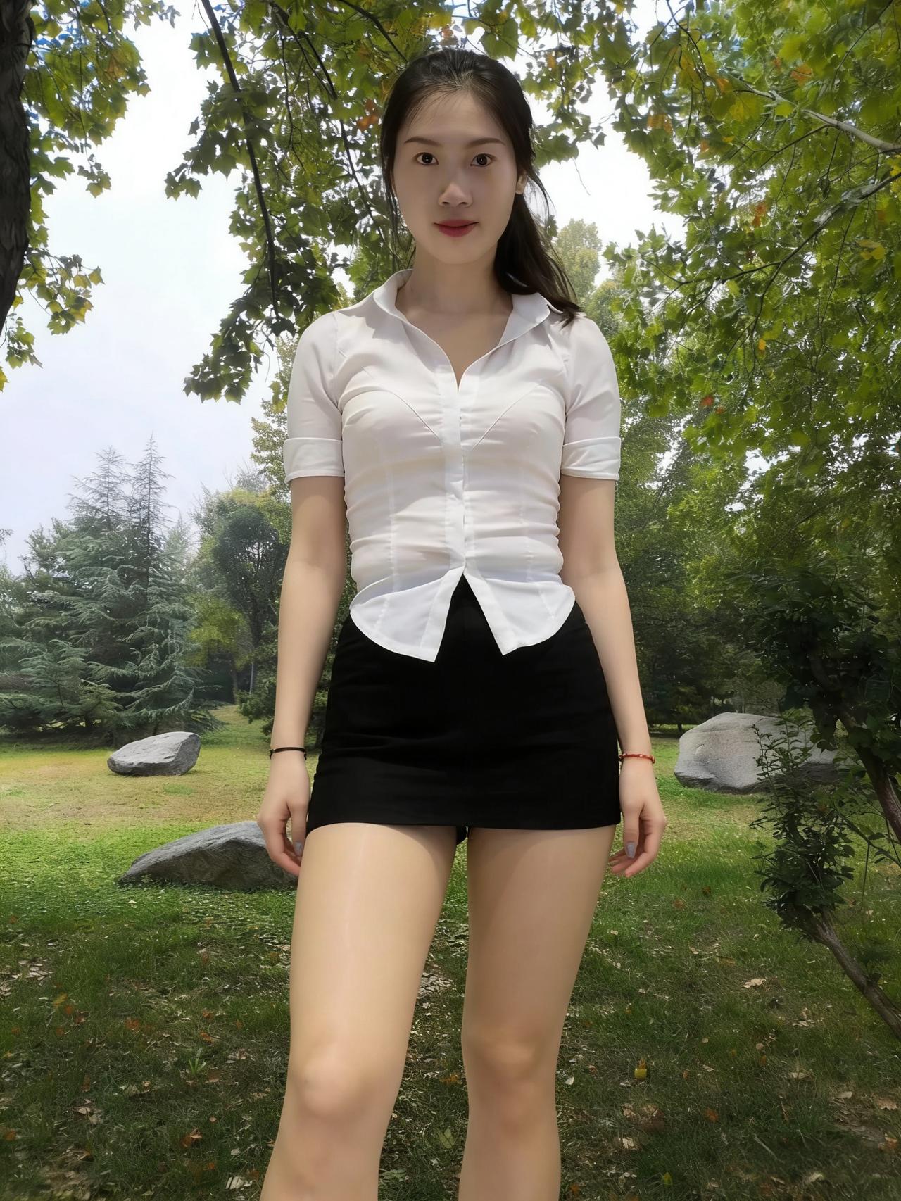 白衬衫是少年的白
黑短裙是少女的俏
她把青春的两种模样
穿在了身上
～
公园的风