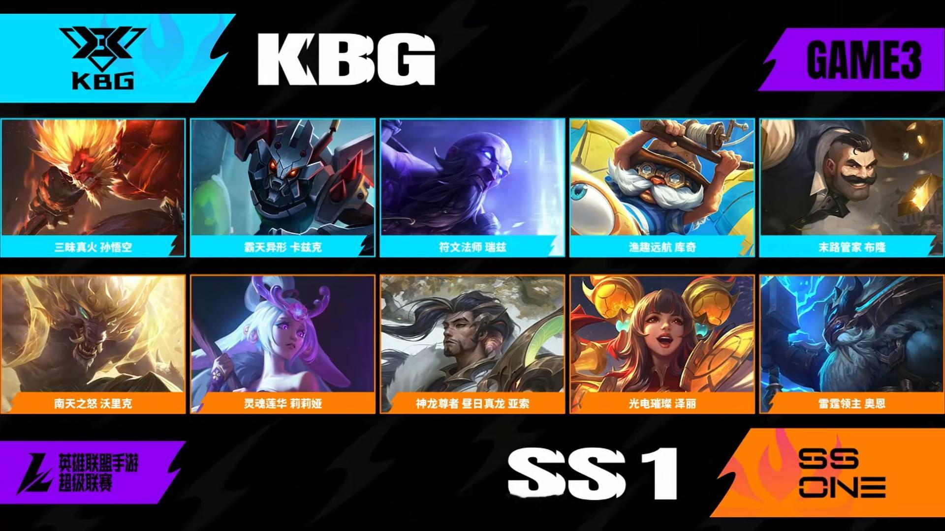 SS1对阵KBG第三场BP2026WRL夏季赛英雄联盟手游赛事英雄联盟手游超级联