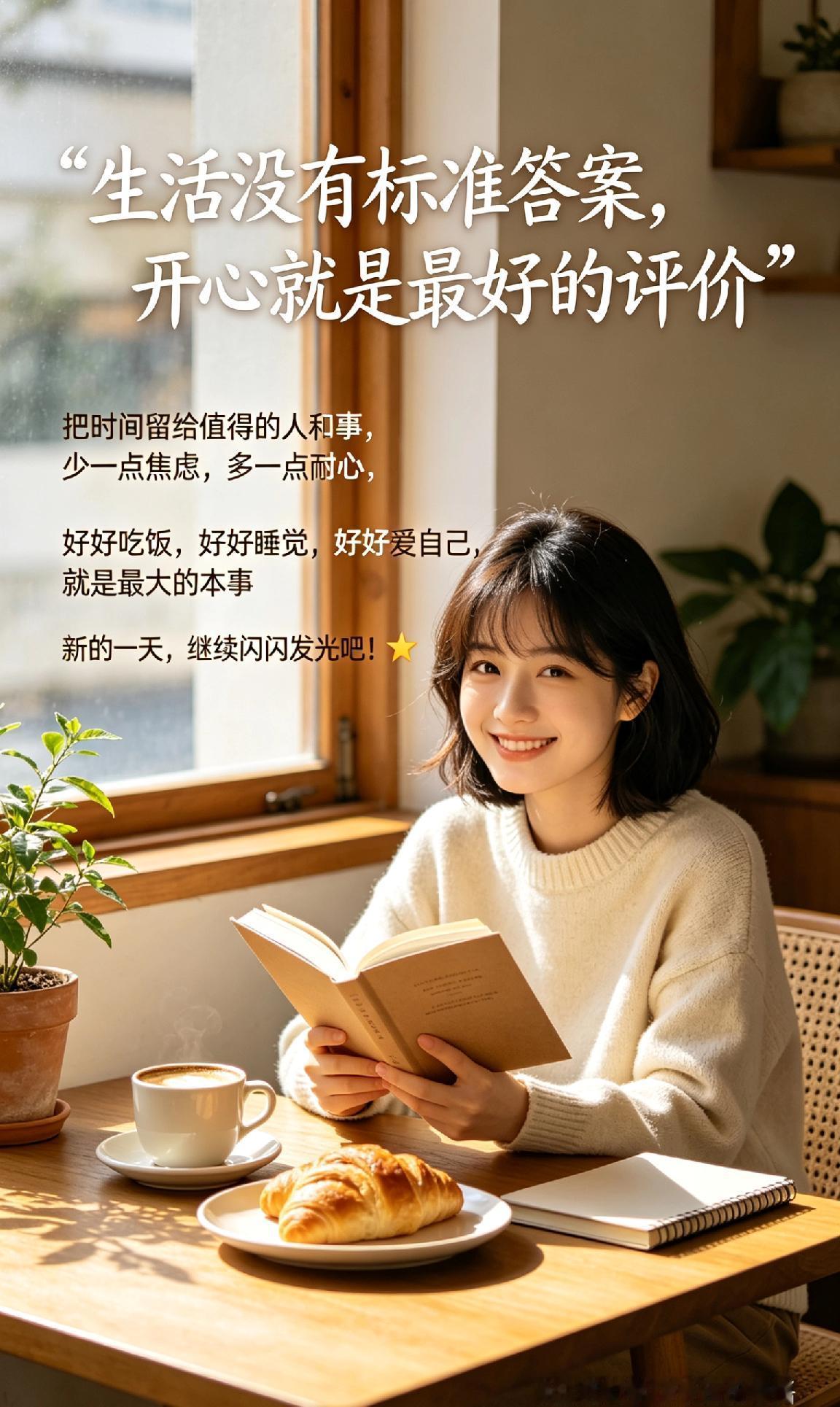 生活没有标准答案，开心就是最好的评价。
把时间留给值得的人和事，少一点焦虑，多一