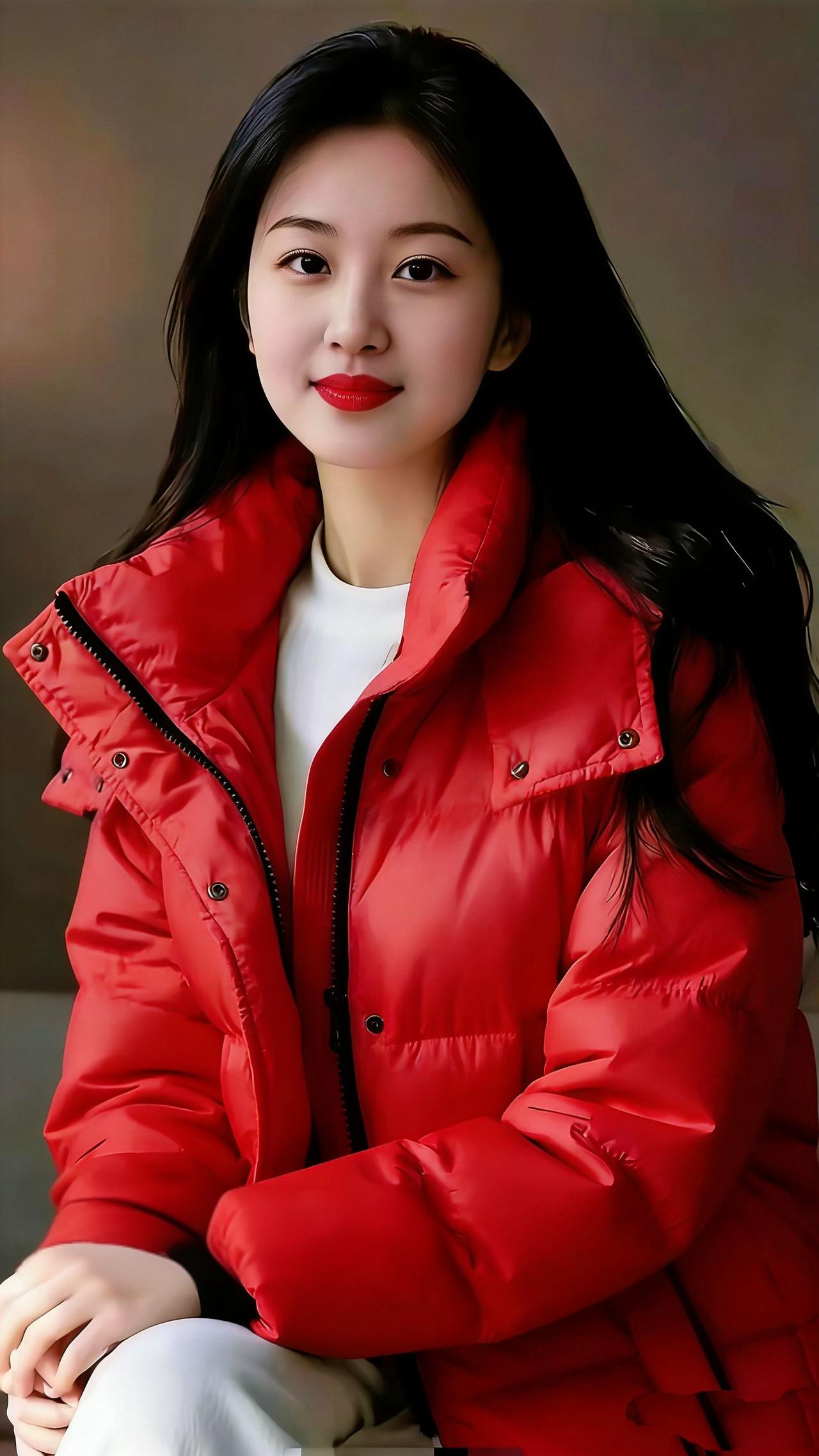 《红衣裹冬，暖意栖身》
 
深冬的风卷着碎凉漫过街角，她裹紧那身炽烈的红，像把整