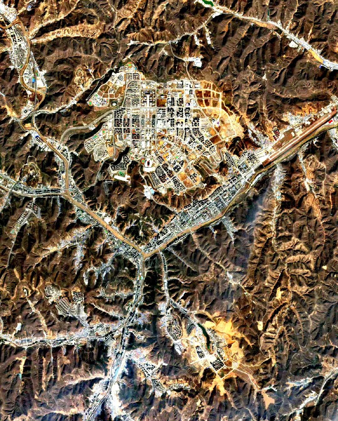 陕西省延安新区-机场卫星图