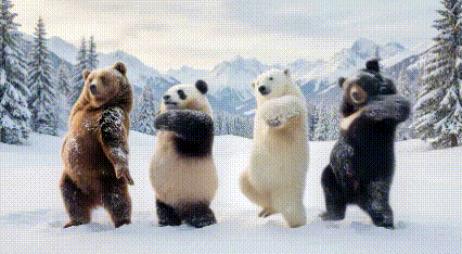 哈哈，
看看我们国宝吧，
跳的有模有样，
又萌又帅，
还是国宝看起来舒服，
你们