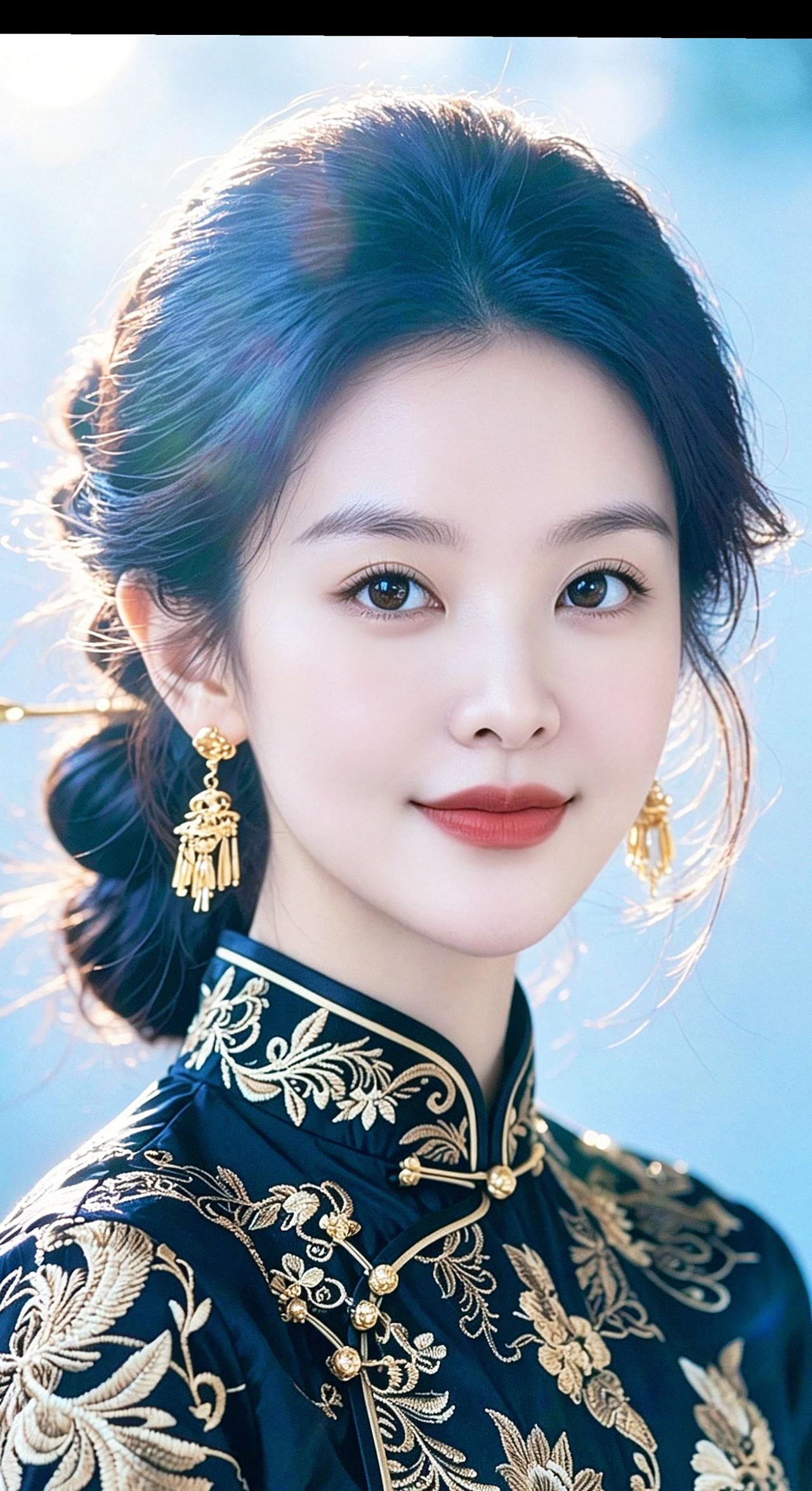 不施凌厉，只留平和，这是刻在骨子里的东方温婉。
AI新中式旗袍少女写真  抖音玩