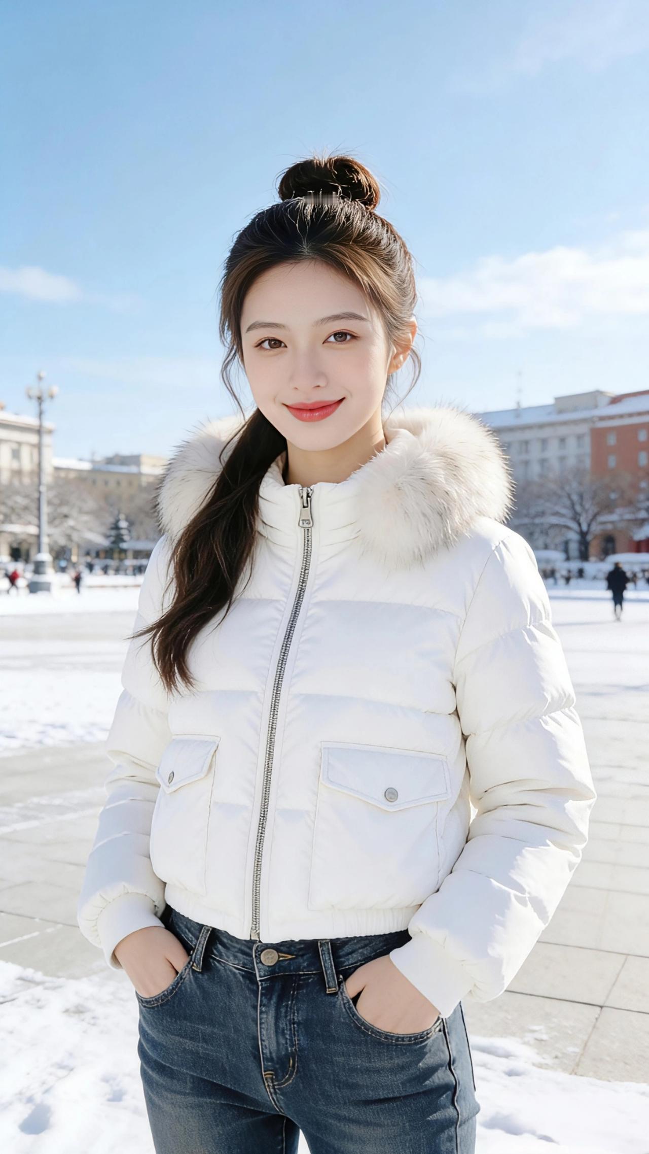 雪日晴光
 
冬日的风裹着碎雪掠过广场，阳光却慷慨地洒下来，把皑皑白雪揉成温柔的