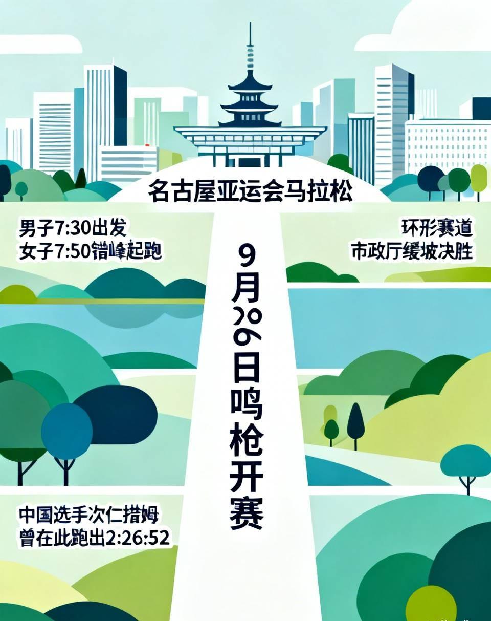 名古屋亚运会马拉松赛程、赛道全部官宣！9月26日鸣枪开赛，和柏林马拉松背靠背举行
