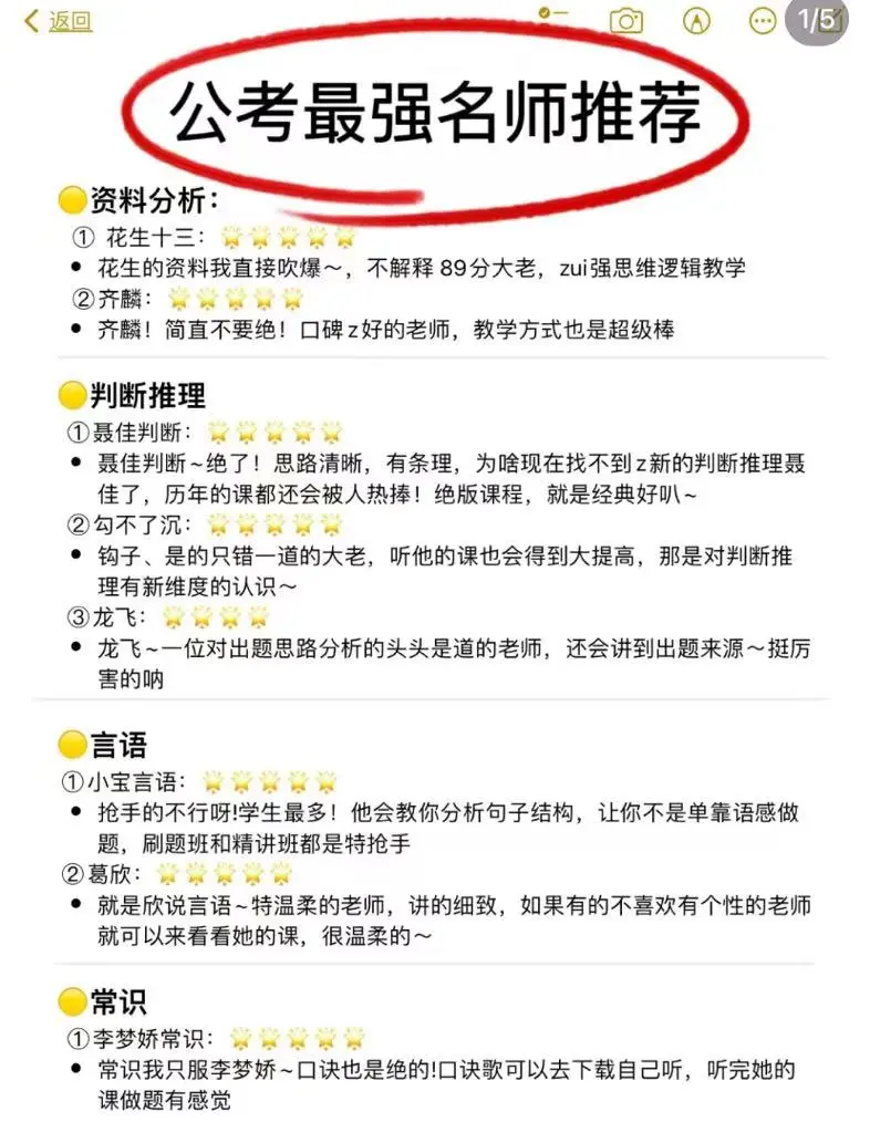 公考最强名师推荐	国考人er逼自己看完就🐮