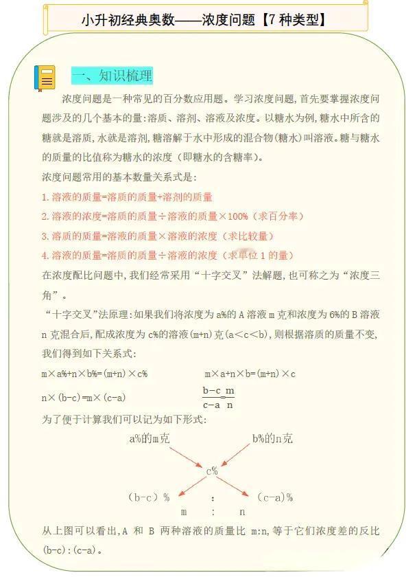 小升初经典奥数浓度问题培优讲义数学奥数思