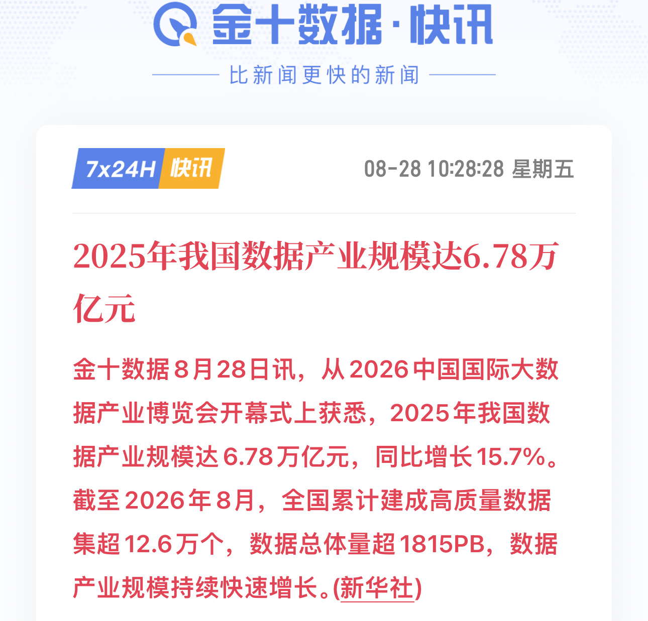 根据2026中国国际大数据产业博览会开幕式公开信息，2025年我国数据产业规模达